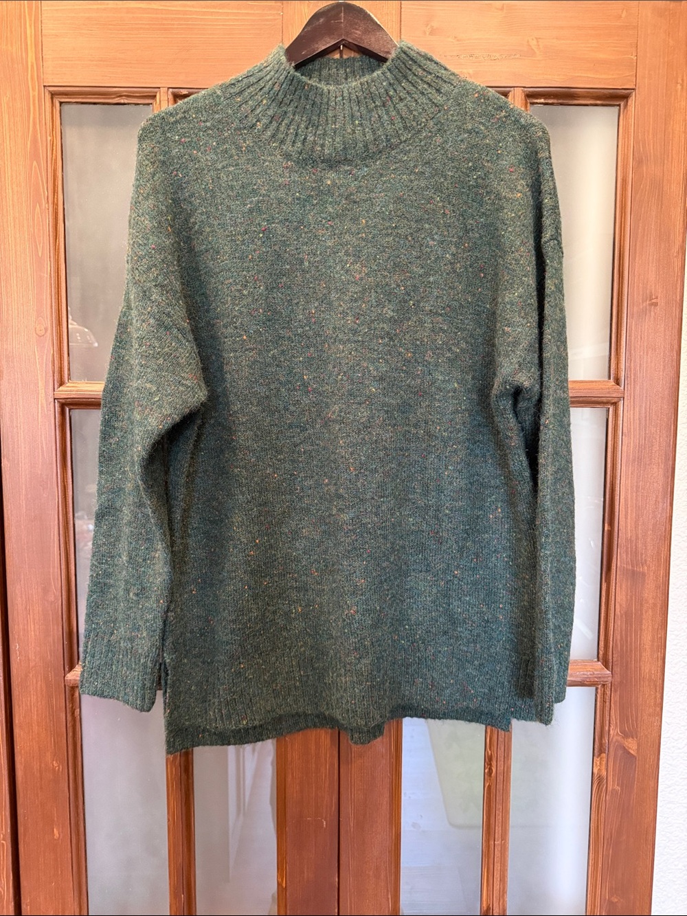 Well Worn Forest Green Mock Neck Sweater